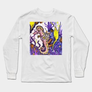 Shrimp & Seahorse Fun Art Long Sleeve T-Shirt